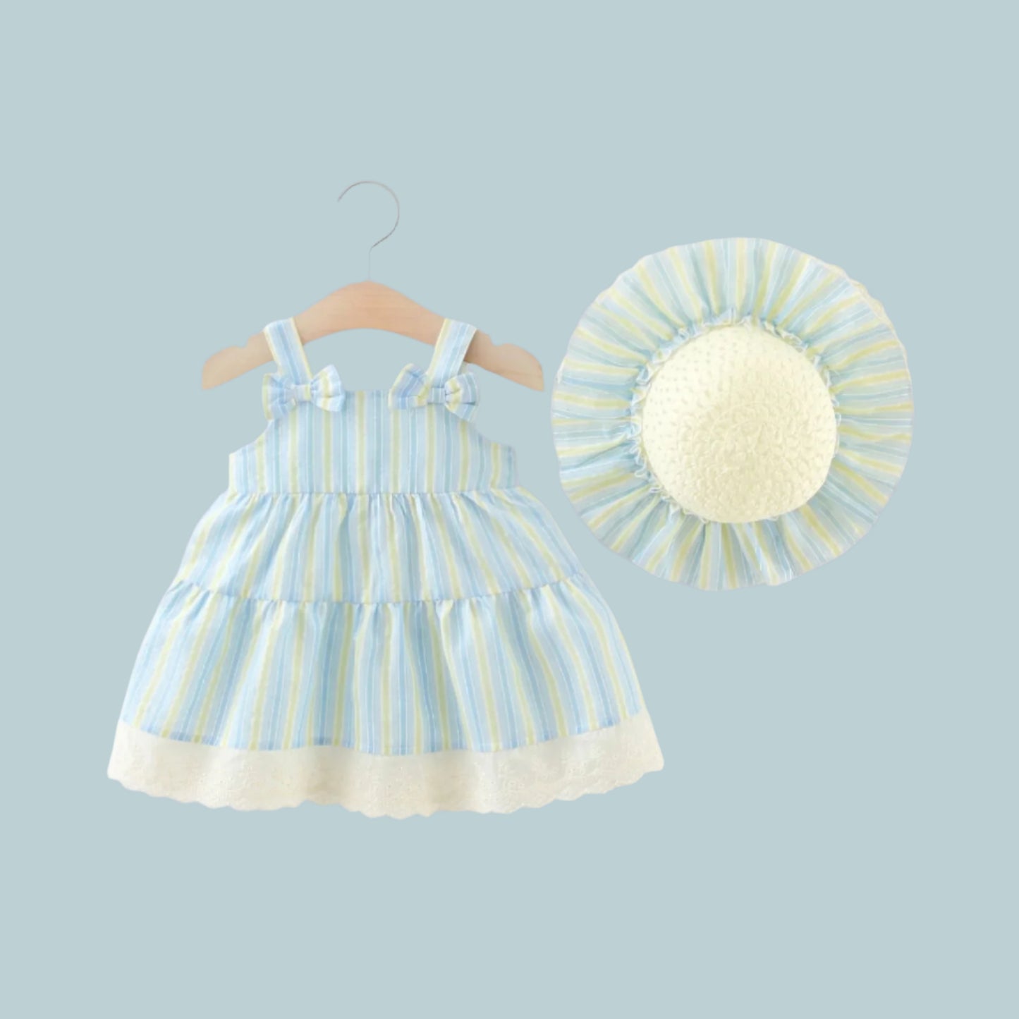 Girls toddler summer dress set with cap