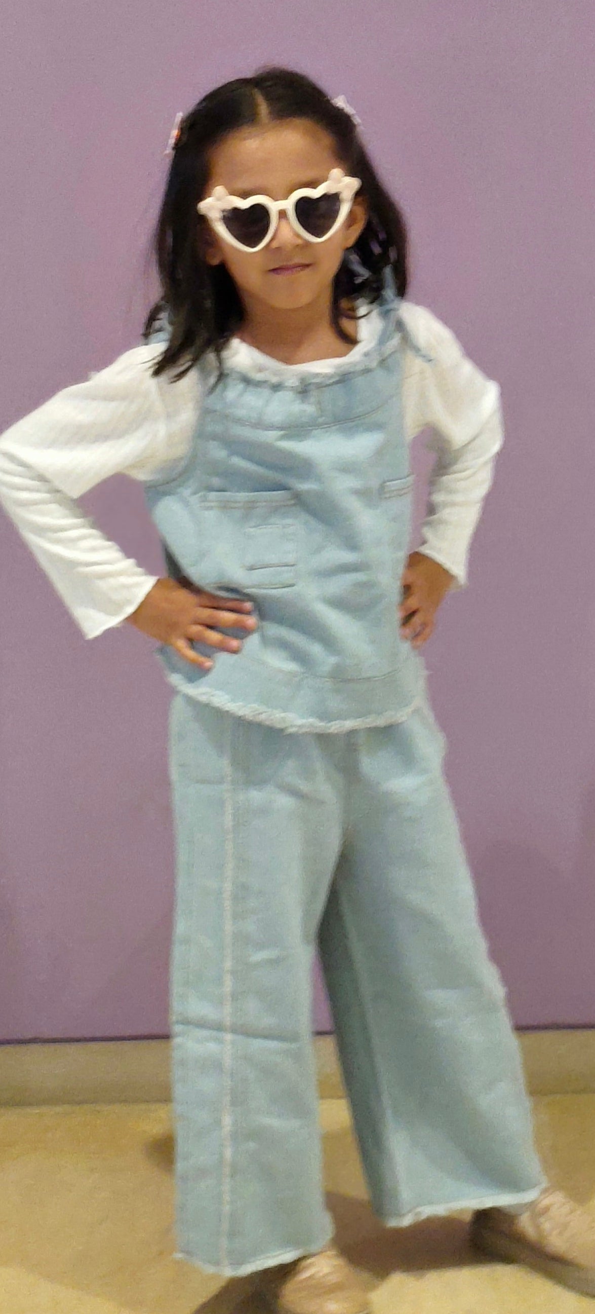 Denim Layered Long-Sleeve Outfit
