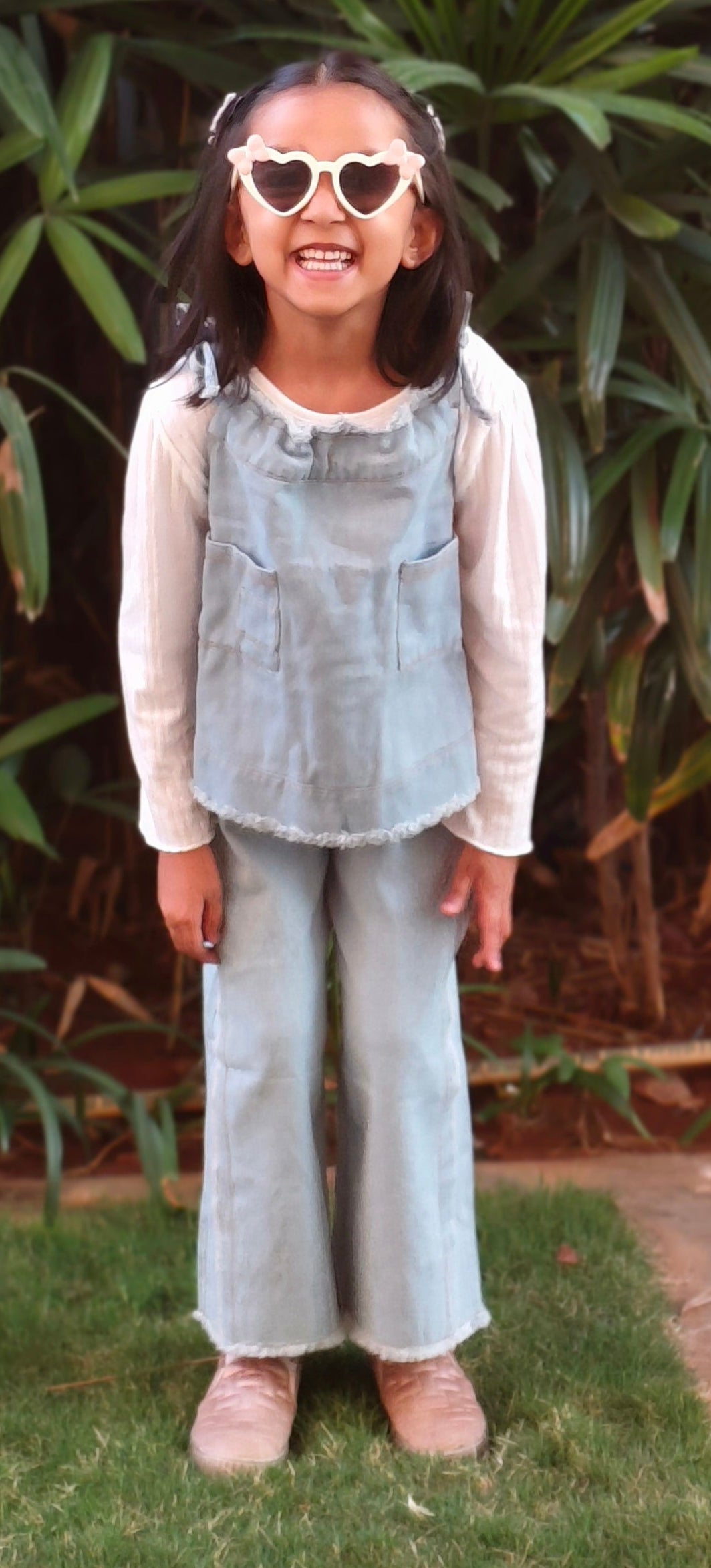 Denim Layered Long-Sleeve Outfit