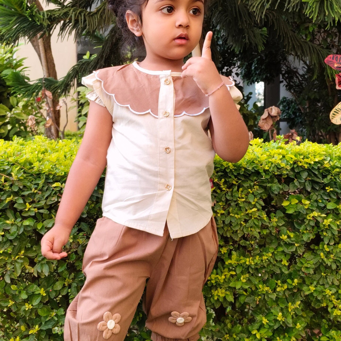 Summer Two-Piece Lace Collar,Trousers Girls' Short Sleeve suit
