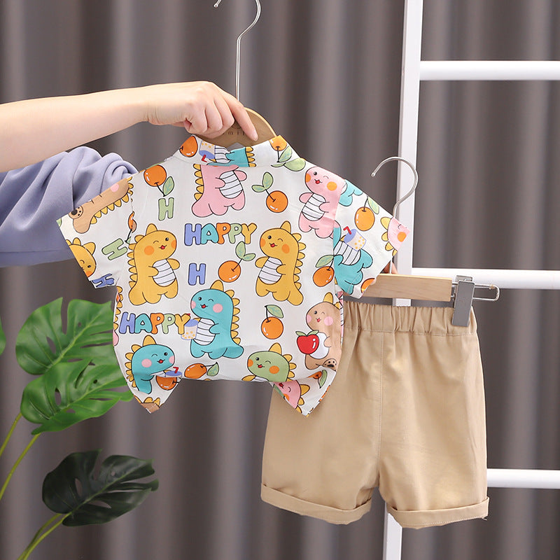Multi colour T shirt with dinosaur print and Pant