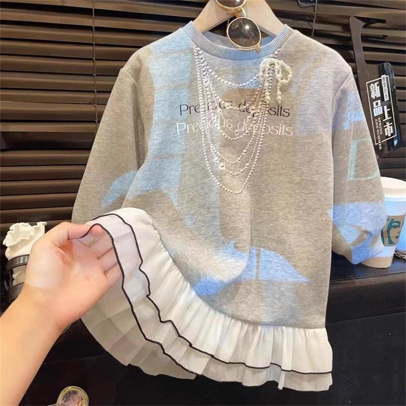Girls Korean Style Oversized Sweatshirt Dress