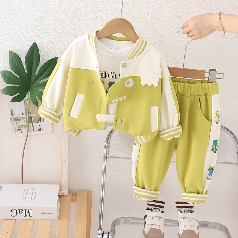 Boys 3-piece Dinosaur Shirt, sweatshirt and Pants Clothing Set