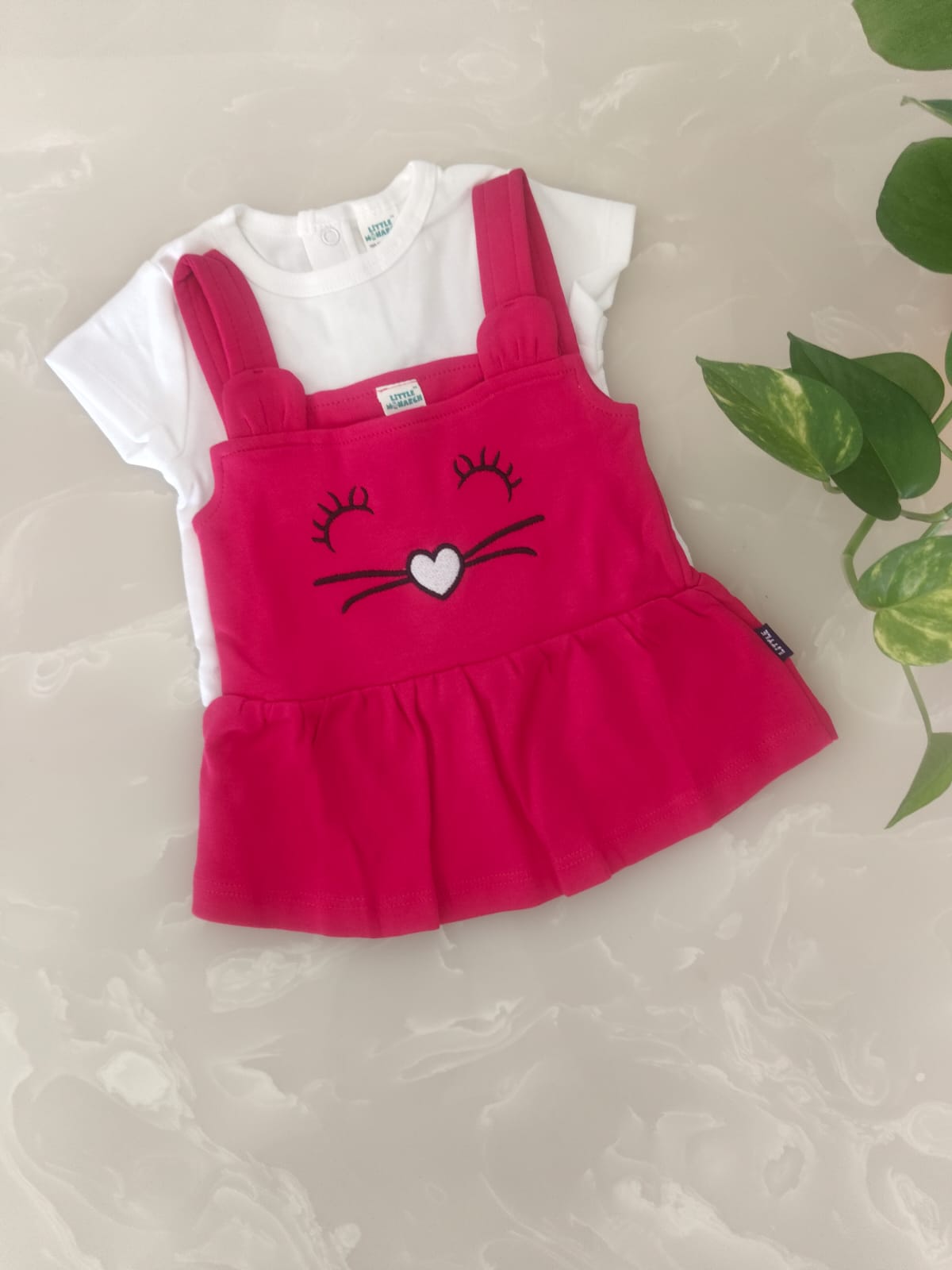 Girl Dress Set β "Kitty Love Dungaree"