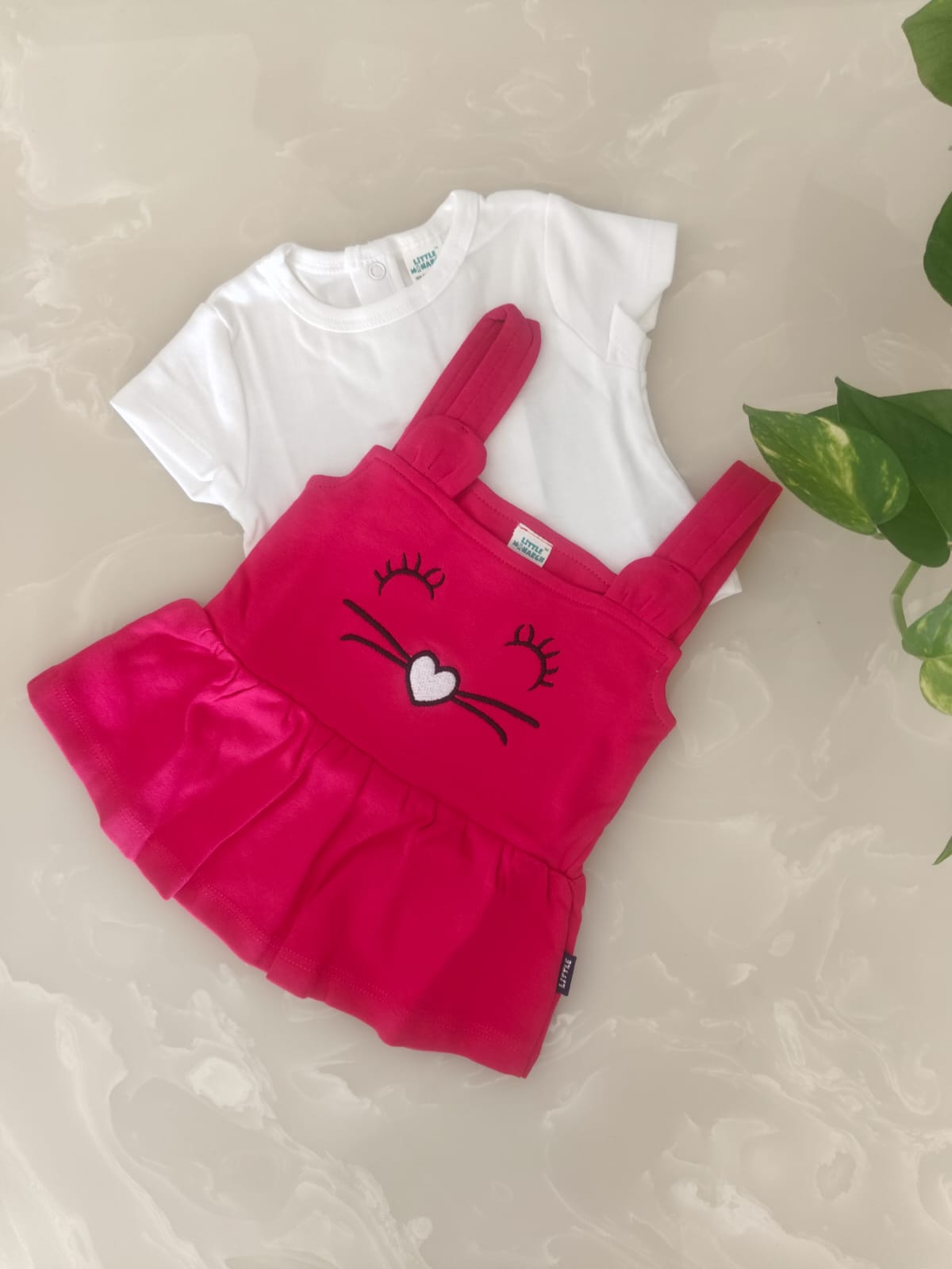 Girl Dress Set β "Kitty Love Dungaree"