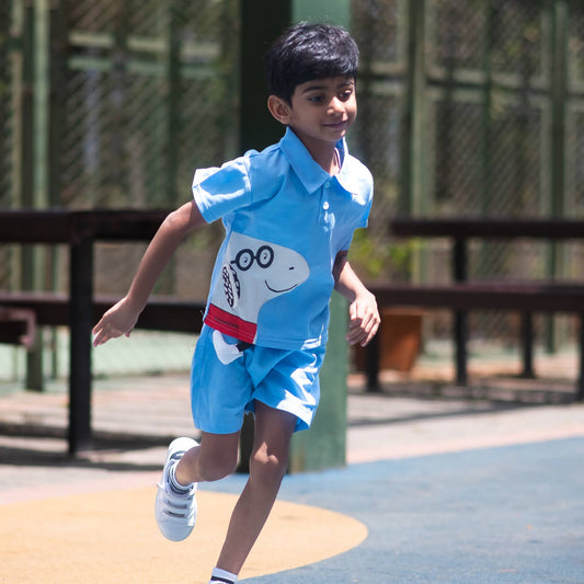 Boys Shark n Dino boy's Polo t-shirt and funky shorts