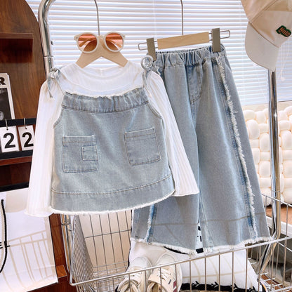 Denim Layered Long-Sleeve Outfit