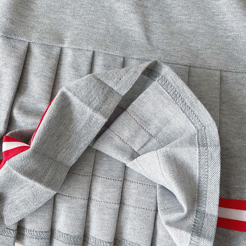 Girls Sleeveless Tennis Dress, Bunny Patch, Red Stripe Detail
