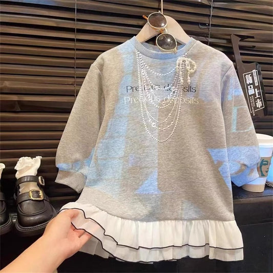 Girls Korean Style Oversized Sweatshirt Dress