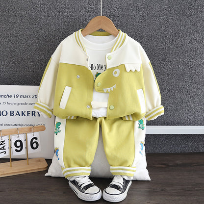Boys 3-piece Dinosaur Shirt, sweatshirt and Pants Clothing Set