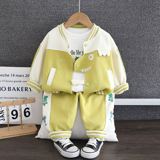 Boys 3-piece Dinosaur Shirt, sweatshirt and Pants Clothing Set