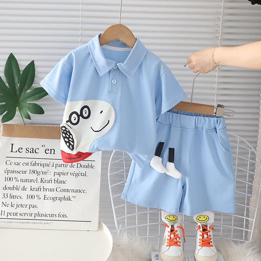 Boys Shark n Dino boy's Polo t-shirt and funky shorts