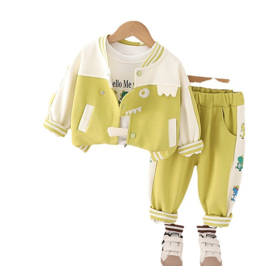 Boys 3-piece Dinosaur Shirt, sweatshirt and Pants Clothing Set