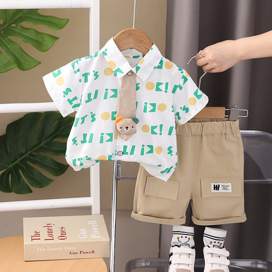 Toddler Printed Shirt and Cargo Shorts Set