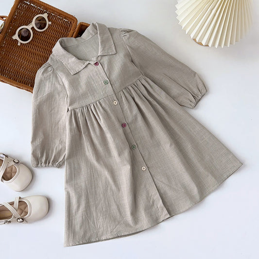 Girls Cotton Linen Dress