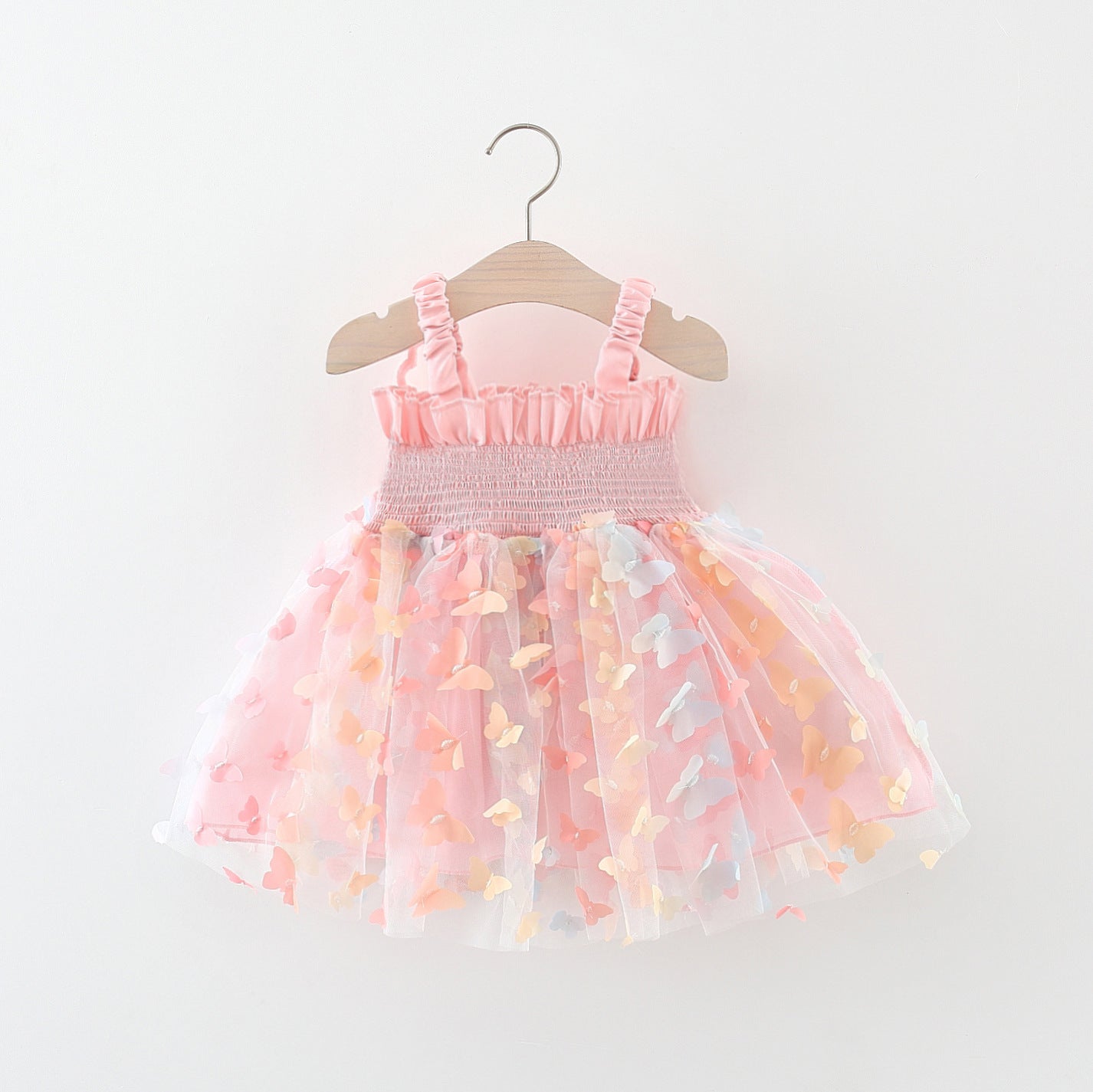 Girls charming pastel pink butterfly dress