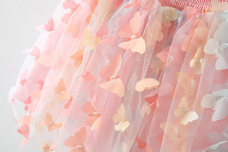 Girls charming pastel pink butterfly dress