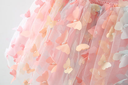 Girls charming pastel pink butterfly dress