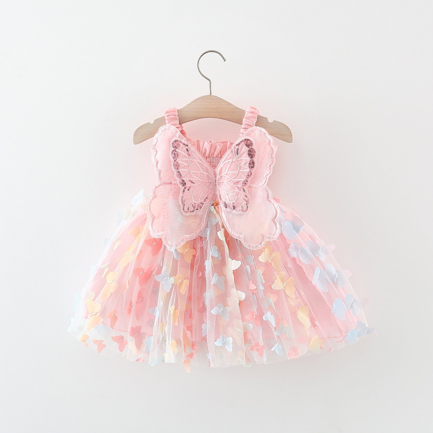 Girls charming pastel pink butterfly dress