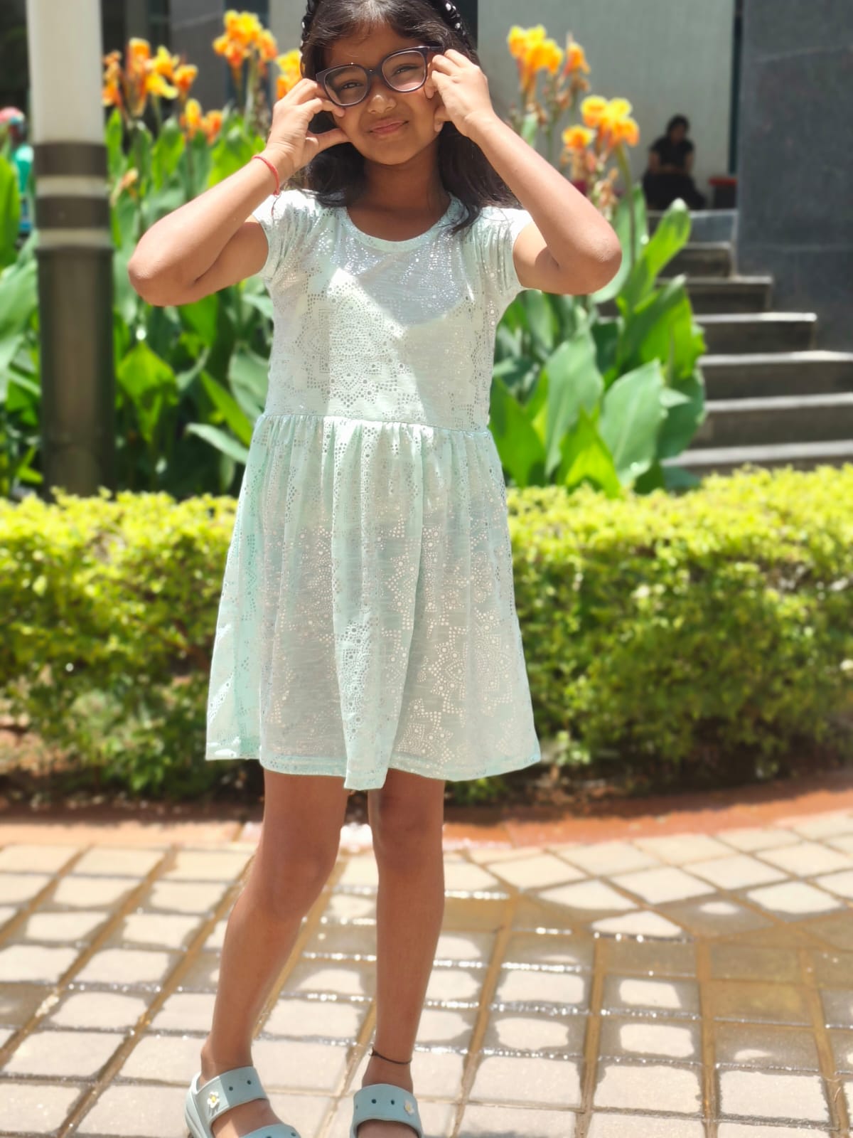 Girl's Ice Blue frock with Sparkle Shine