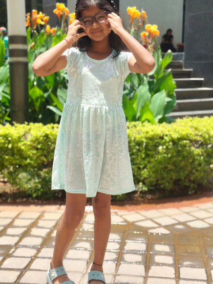 Girl's Ice Blue frock with Sparkle Shine