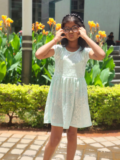 Girl's Ice Blue frock with Sparkle Shine