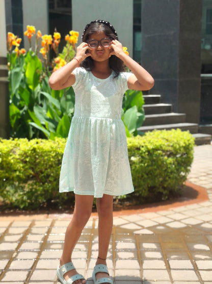 Girl's Ice Blue frock with Sparkle Shine