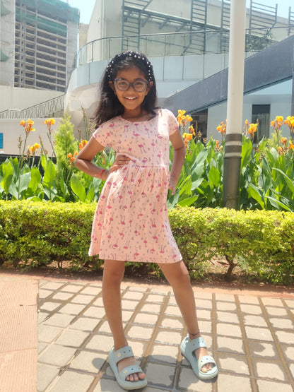 Girls' organic Cotton Dress – "Flamingo Fun"