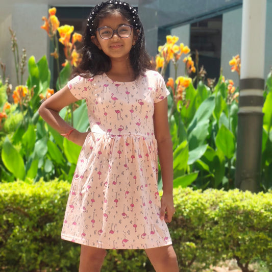Girls' organic Cotton Dress – "Flamingo Fun"