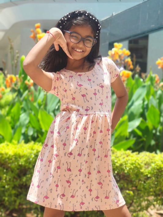 Girls' organic Cotton Dress – "Flamingo Fun"