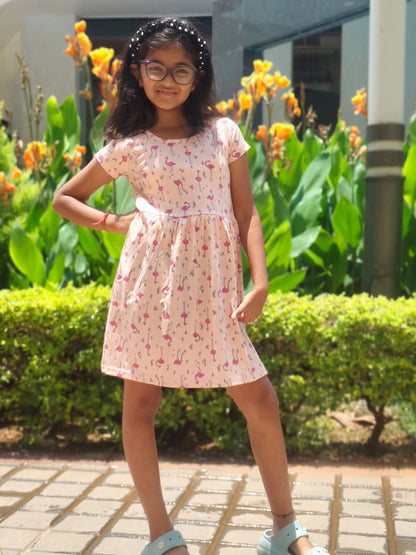 Girls' organic Cotton Dress – "Flamingo Fun"