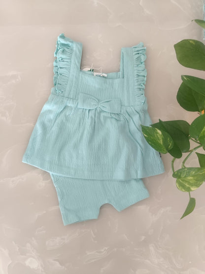 Baby Girl Co-Ord Set – "Minty Bow"