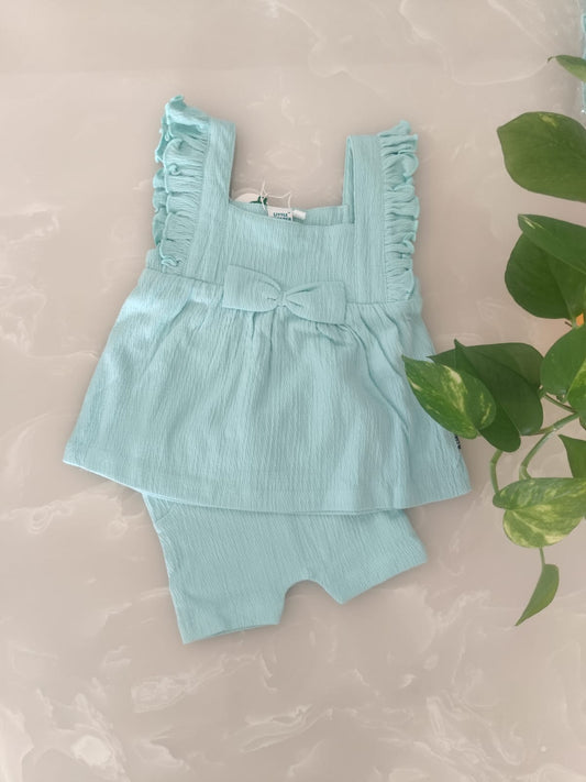 Baby Girl Co-Ord Set – "Minty Bow"