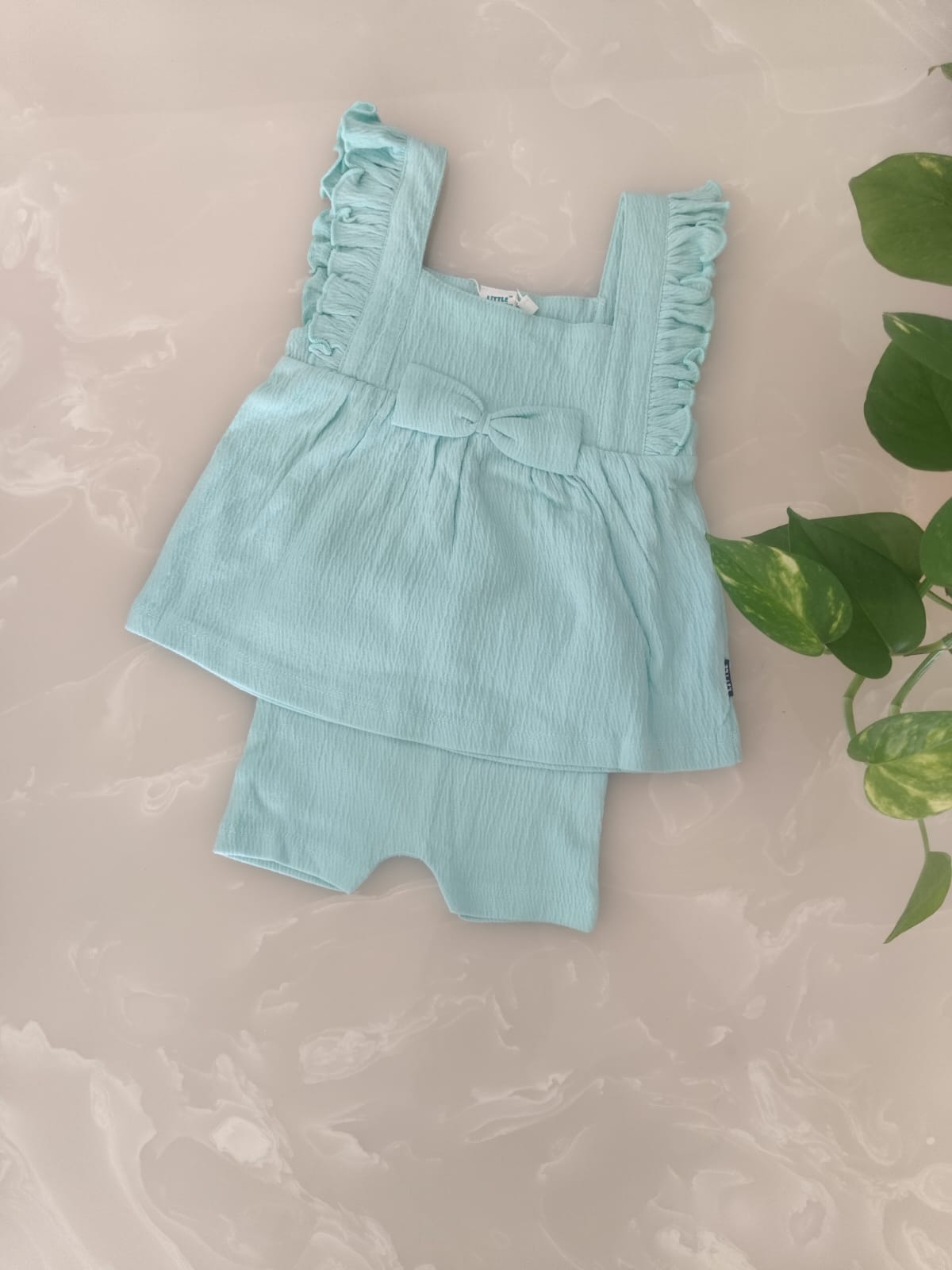 Baby Girl Co-Ord Set – "Minty Bow"
